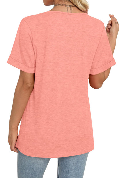 Women's Summer Tops Short Sleeve Basic Casual V Neck T Shirts
