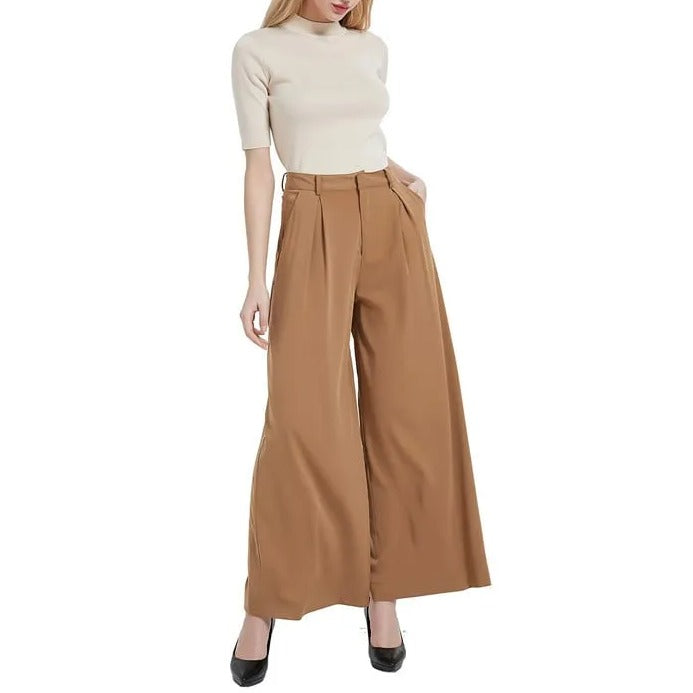 Women High Waist Casual Wide Leg Trousers