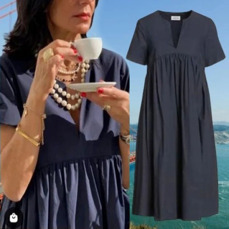 V-Neck Casual Shirt Dress