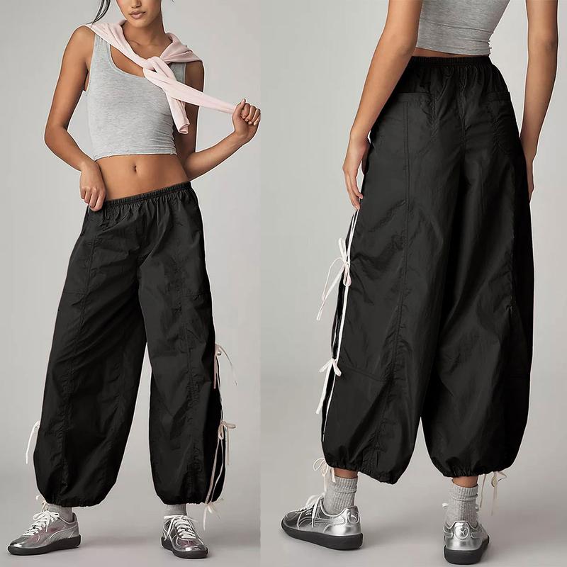 ✨ Women's Parachute Pants Elastic High Waist Full Twist Hiking Cargo Pants