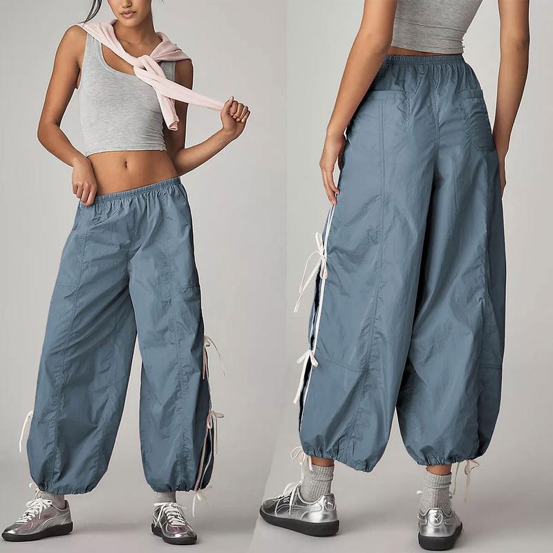 ✨ Women's Parachute Pants Elastic High Waist Full Twist Hiking Cargo Pants