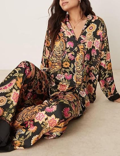 Floral Long Sleeve Pajamas Set