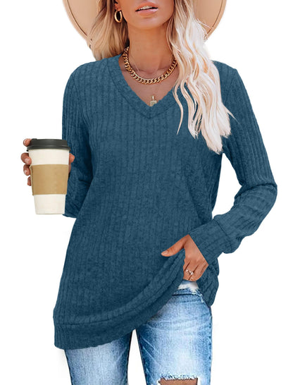 ✨Women's Casual V Neck Lightweight Tunic Sweateshirt