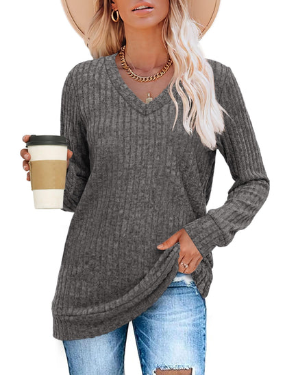 ✨Women's Casual V Neck Lightweight Tunic Sweateshirt