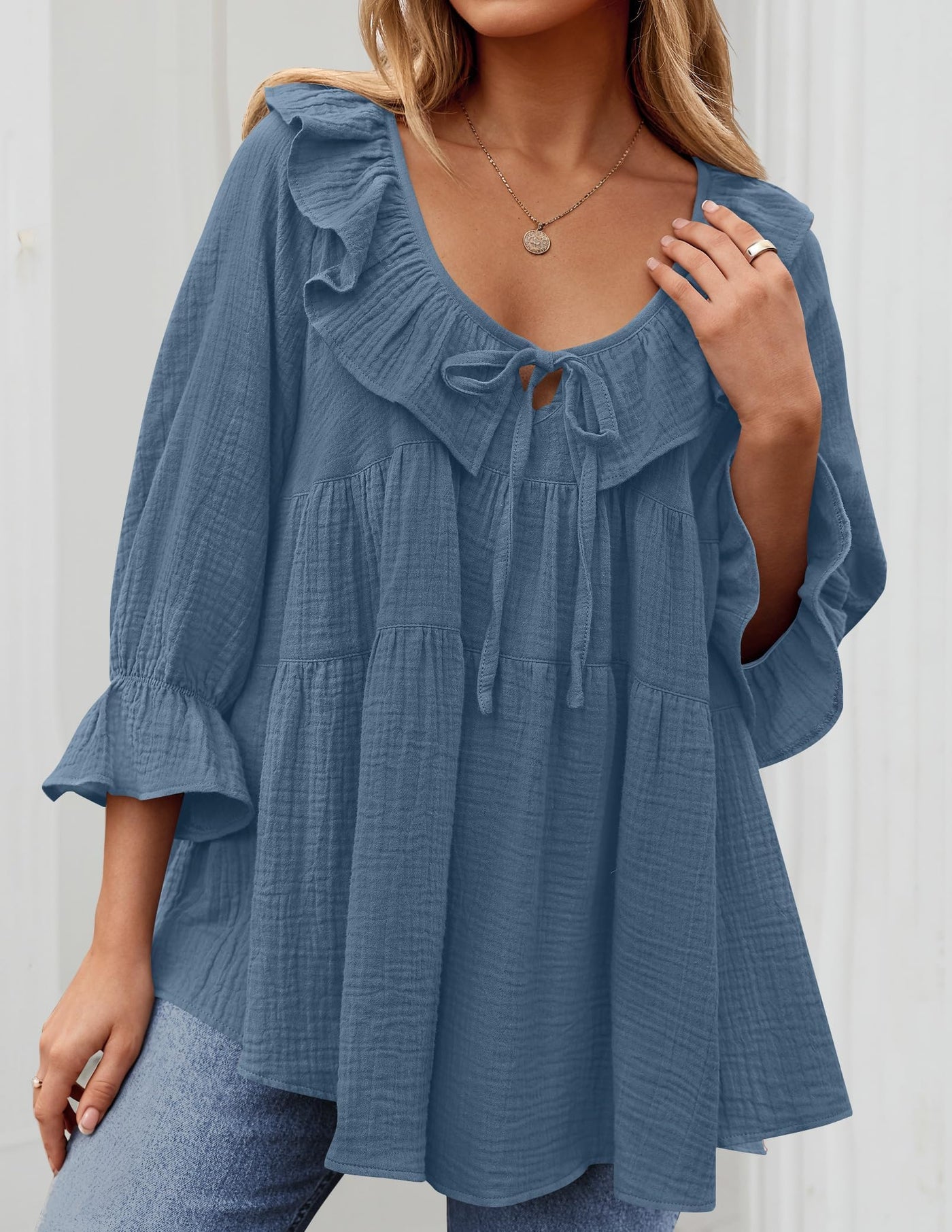 ✨New Women’s Scoop Neck 3/4 Length Sleeve Top