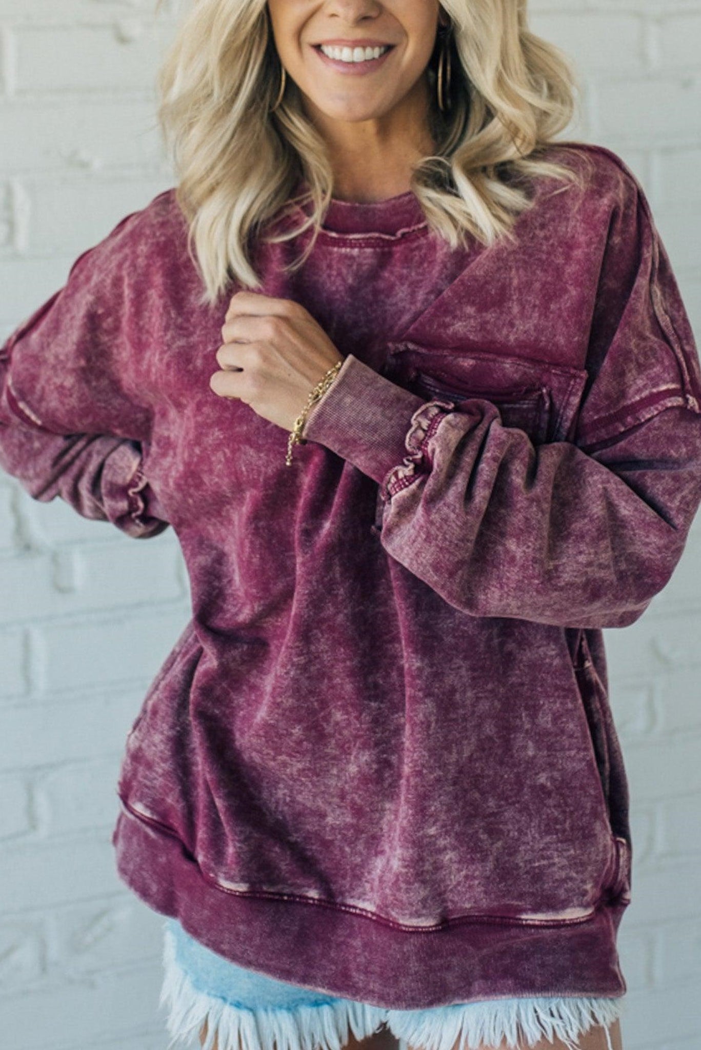 50% OFF🔥French Terry Acid Wash Pullover