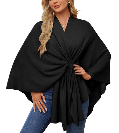 Limited time sale🔥Women's Elegant Shawl Wraps Soft Open Front Poncho Sweater