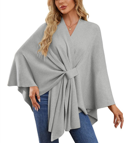 Limited time sale🔥Women's Elegant Shawl Wraps Soft Open Front Poncho Sweater
