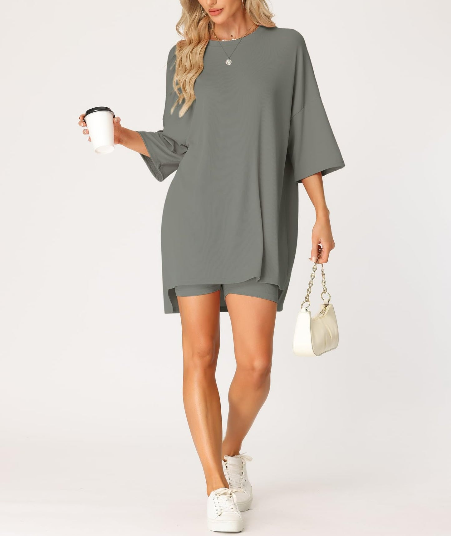 Women's Oversized Lounge Sets T-Shirt with Biker Bodycon Shorts (Buy 2 Free Shipping)