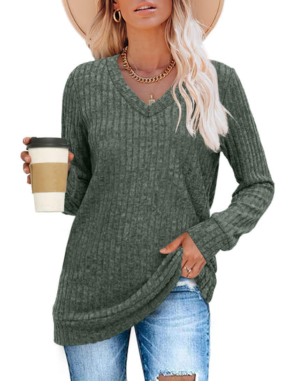✨Women's Casual V Neck Lightweight Tunic Sweateshirt