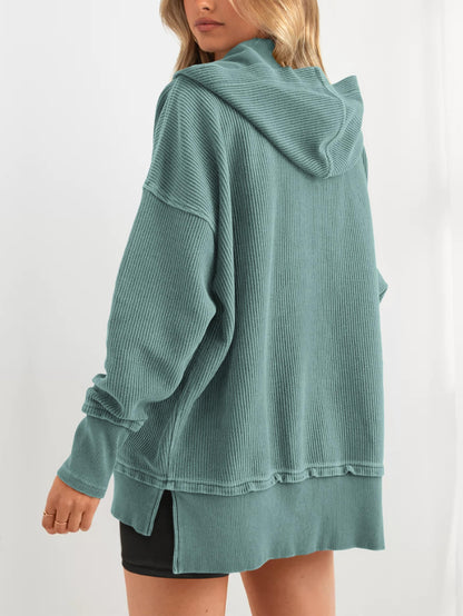 Limited time sale🔥Women's Oversized Button V Neck Hoodie