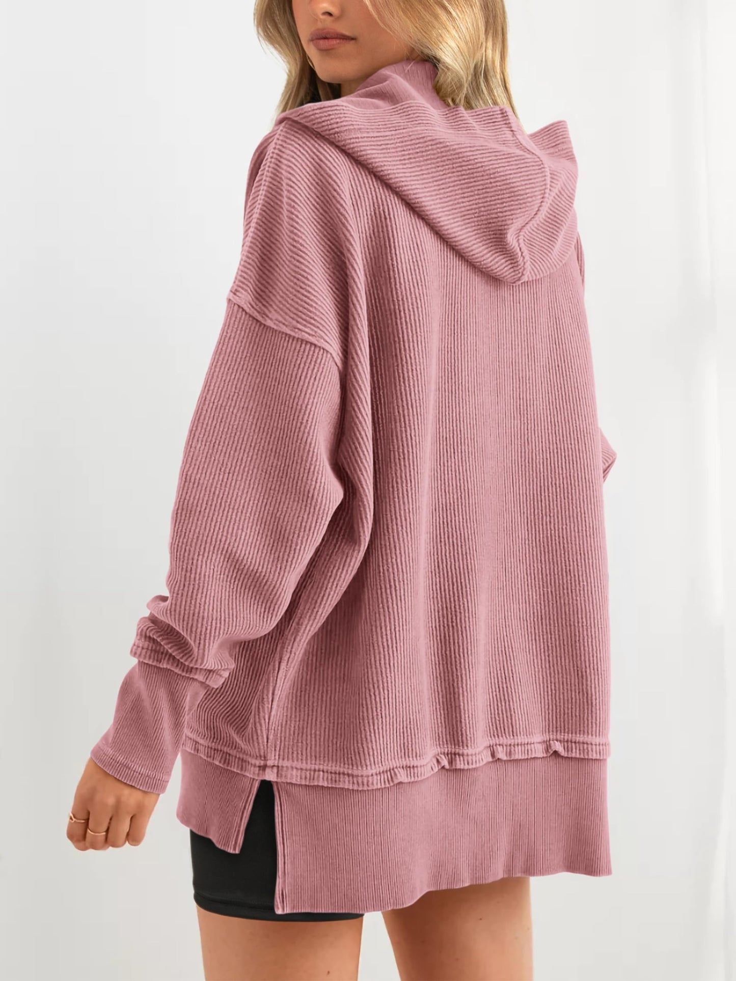 Limited time sale🔥Women's Oversized Button V Neck Hoodie