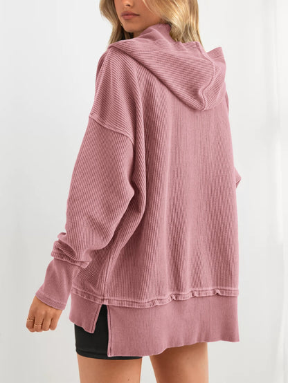 Limited time sale🔥Women's Oversized Button V Neck Hoodie
