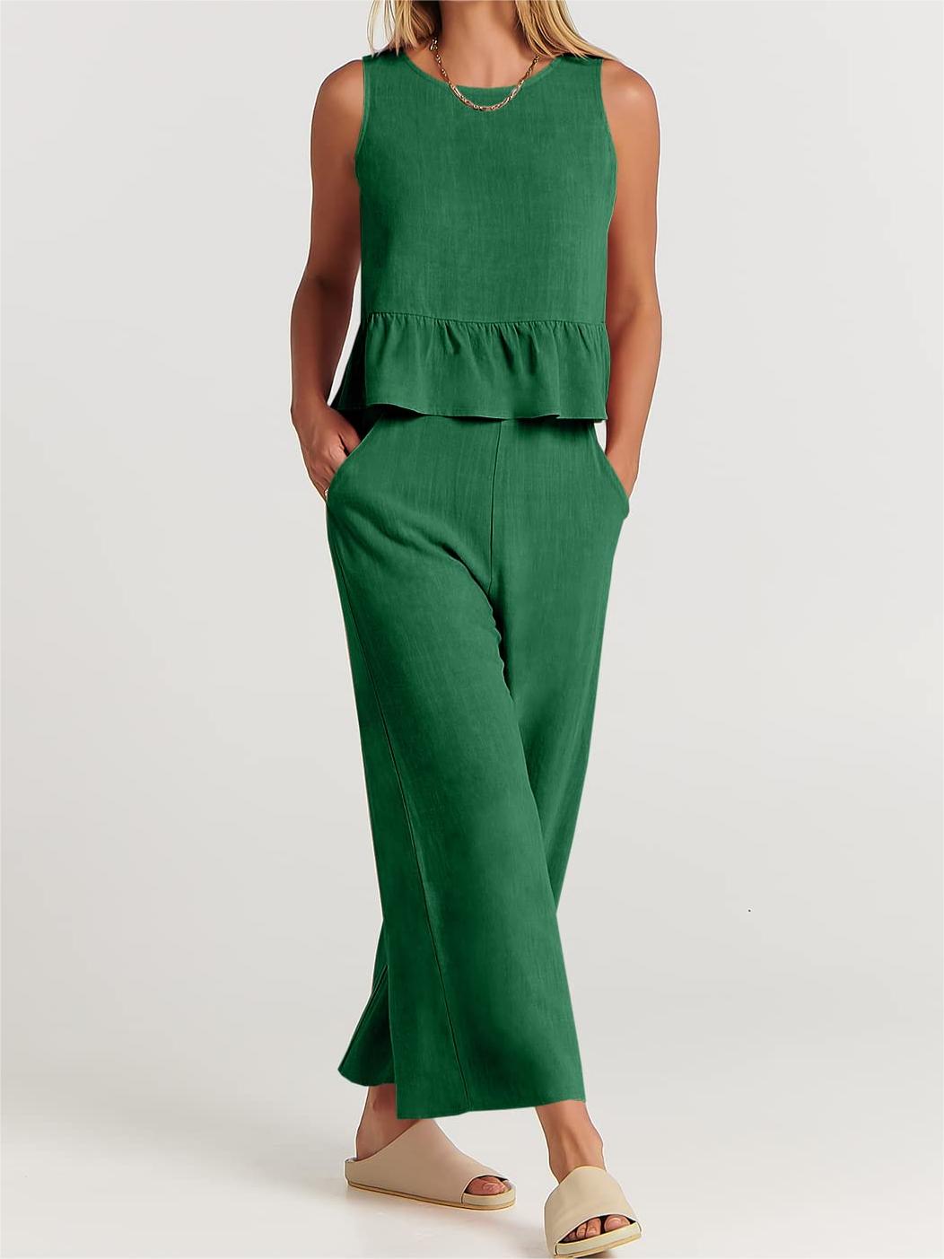 2024 Women's Summer 2 Pieces Outfits - Lounge Set with Pockets