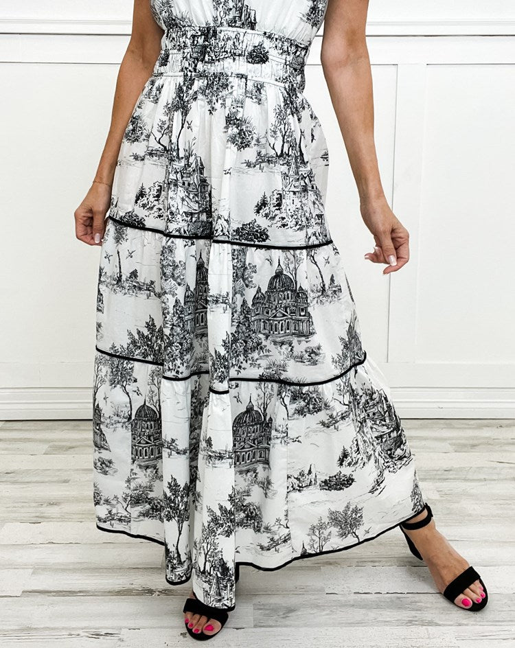 Tiktok Hot Sale Women's Classic Charm Toile Maxi Dress