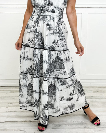 Tiktok Hot Sale Women's Classic Charm Toile Maxi Dress