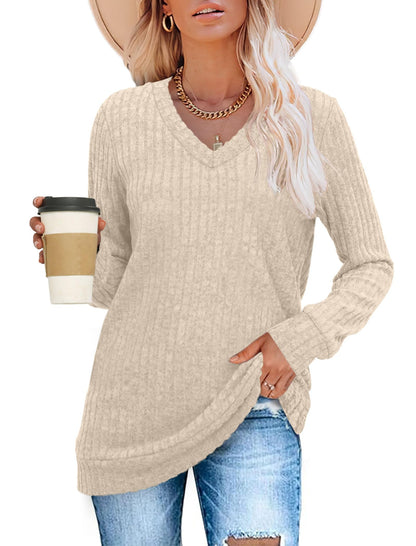 ✨Women's Casual V Neck Lightweight Tunic Sweateshirt