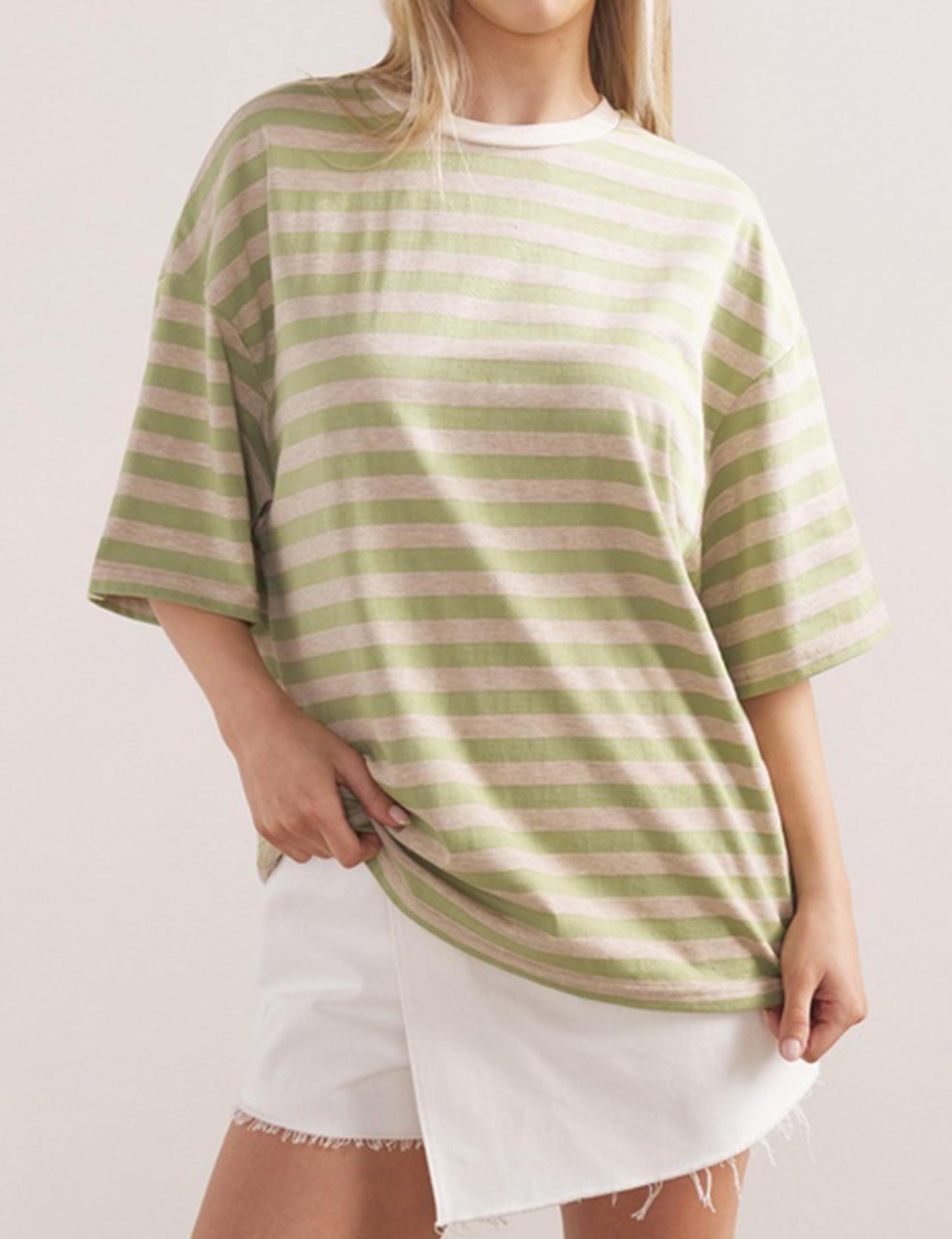 2024 Women Oversized Striped Short Sleeve T-Shirts