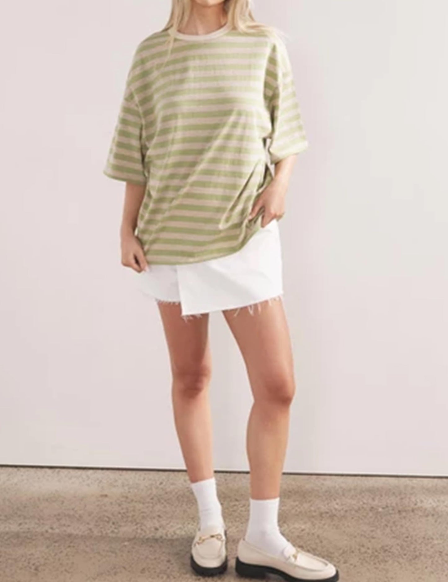 2024 Women Oversized Striped Short Sleeve T-Shirts