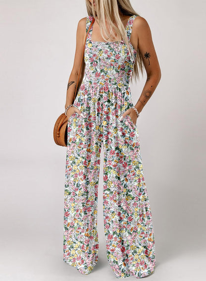 Limited time sale🔥Women's Overalls Casual Floral Print Sleeveless Jumpsuit with Pockets