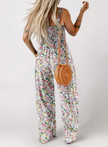 Limited time sale🔥Women's Overalls Casual Floral Print Sleeveless Jumpsuit with Pockets
