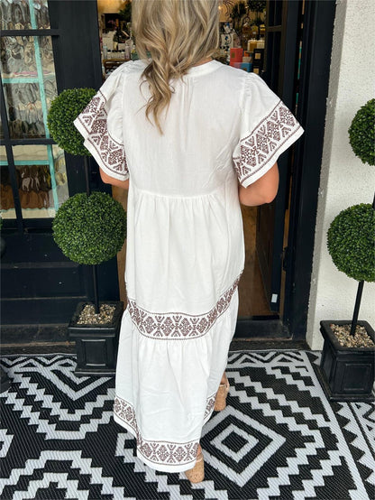 Tiktok Hot Sale Women's V-Neck Boho Maxi Dress (Buy 2 Free Shipping)