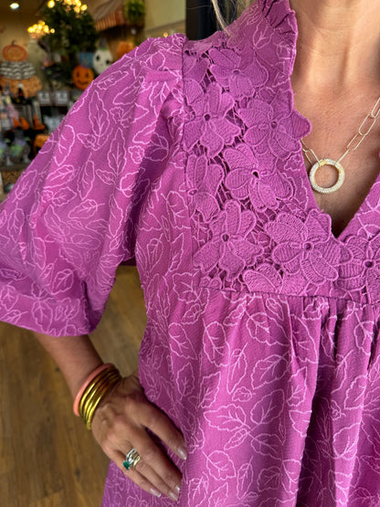 Tiktok Hot Sale V-neck puff sleeve lace midi skirt (Buy 2 Free Shipping)