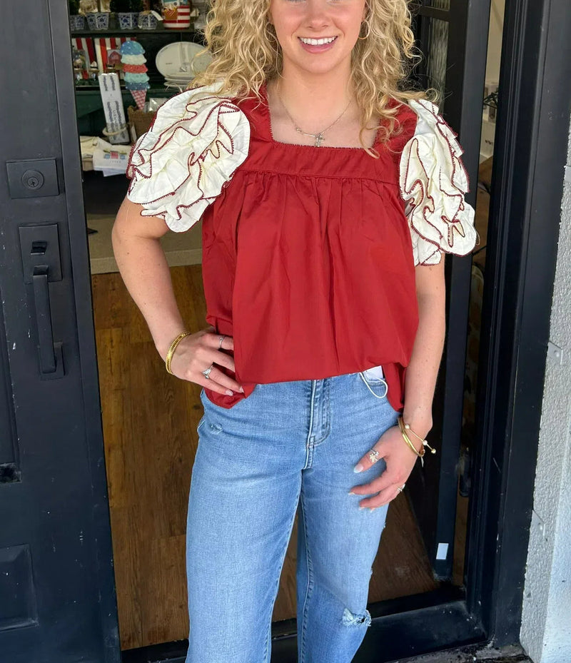 Tiktok Hot Sale Ruffle Sleeve Top(Buy 2 Free Shipping)