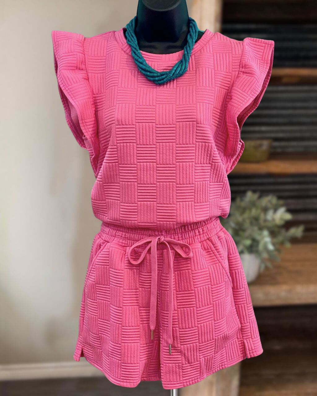 2024 New Women's Solid Textured Drawstring Shorts Set(Buy 2 Free Shipping)