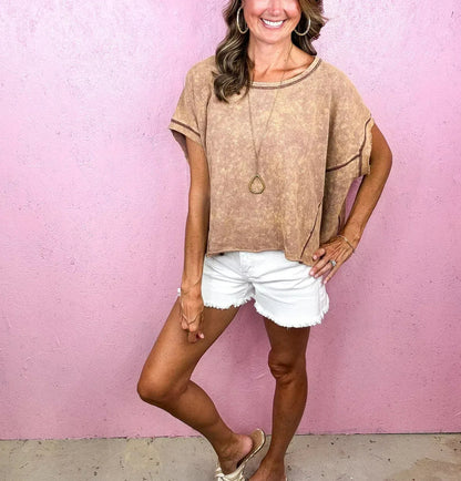 Mineral Washed Short Sleeve Top