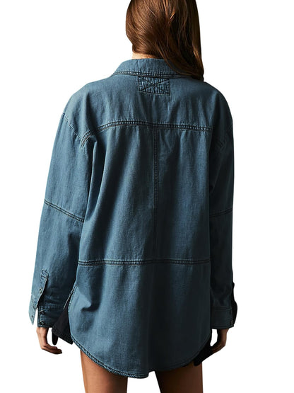 Limited time sale🔥Women's Denim V-Neck Pullover Shirt