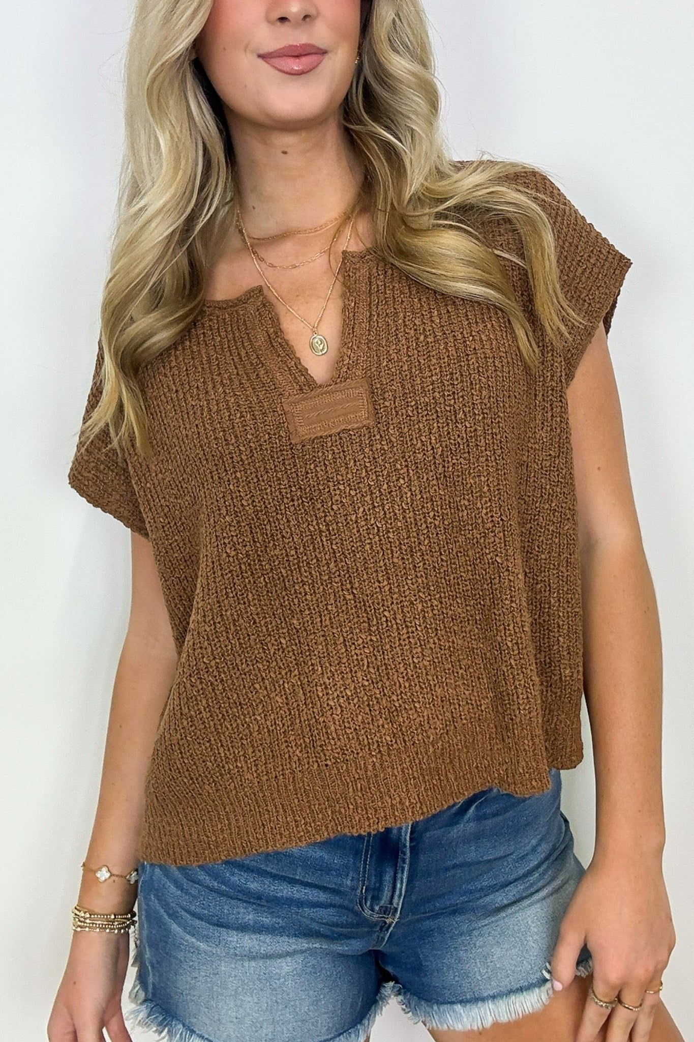 Hot Sale Women's V-Neck Side Slit Knit Top (Buy 2 Free Shipping)