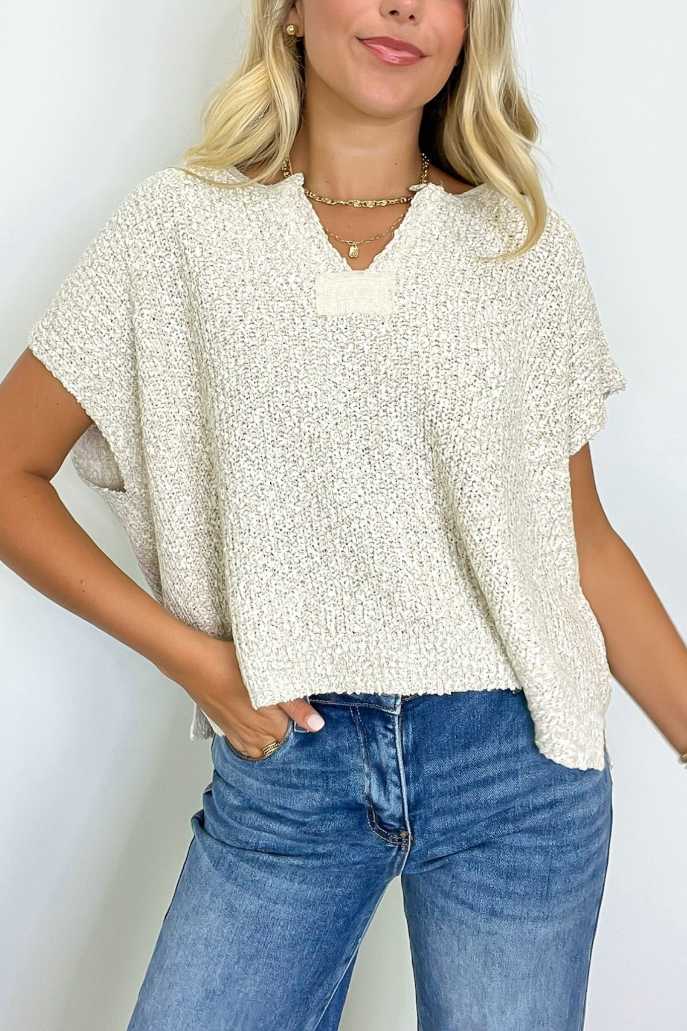 Hot Sale Women's V-Neck Side Slit Knit Top (Buy 2 Free Shipping)