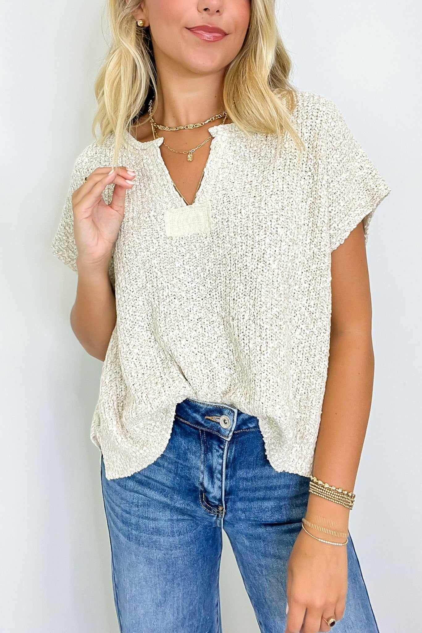 Hot Sale Women's V-Neck Side Slit Knit Top (Buy 2 Free Shipping)