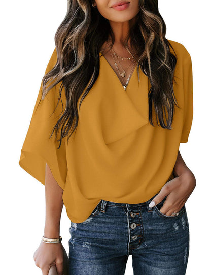 2024NEW Womens Short Sleeve Chiffon Shirt (BUY 2 FREE SHIPPING)