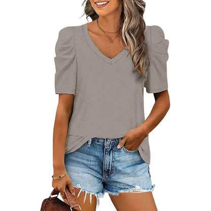 LOOSE V-NECK SHORT SLEEVED T-SHIRT(BUY TWO FREE SHIPPING)