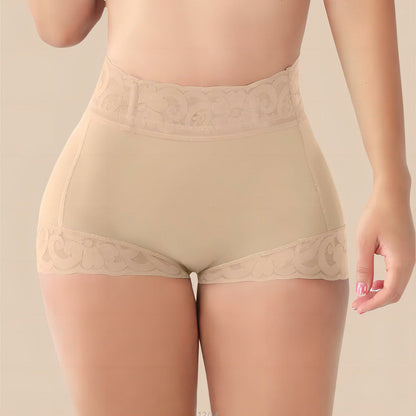 High Waist Tummy Control Shapewear Shorts with Lace & Anti-Slip Band