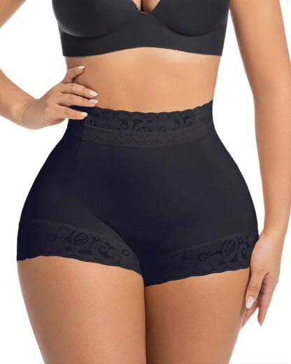 High Waist Tummy Control Shapewear Shorts with Lace & Anti-Slip Band