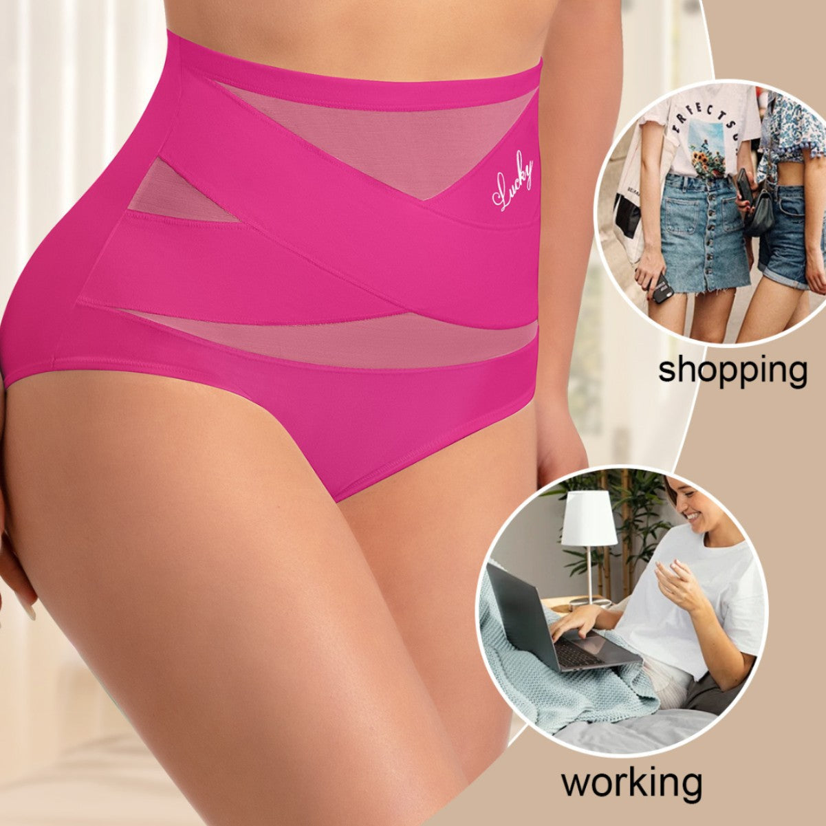 Women's High-Waisted Mesh Panties 4-Pack, Soft Breathable Seamless Underwear