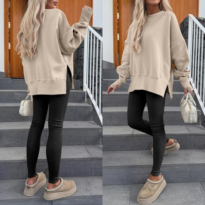 Limited time sale🔥Womens Oversized Thumbhole Long Sleeve Side Slit Pullover Top