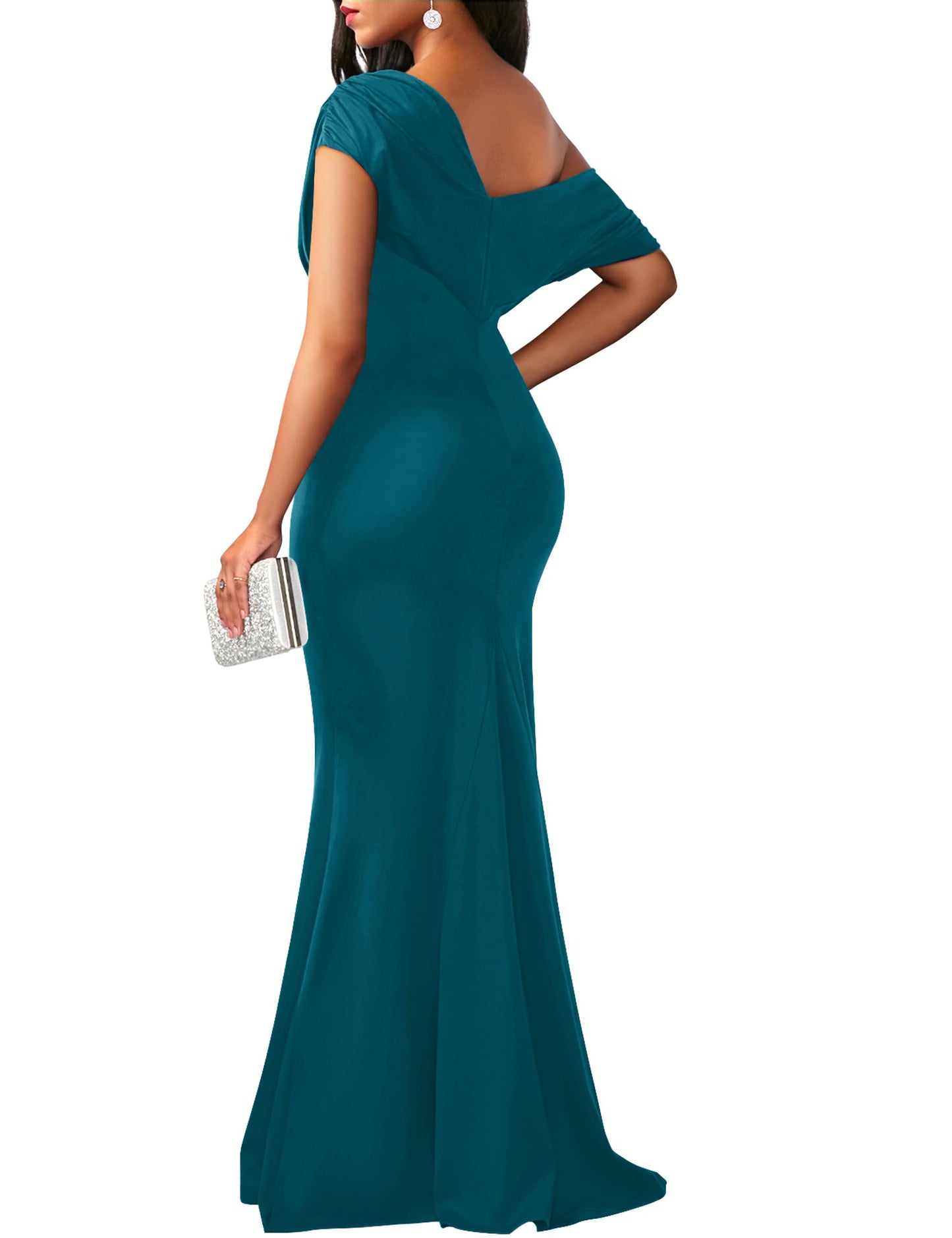 Women's Elegant Off Shoulder Bodycon Long Formal Party Evening Dress