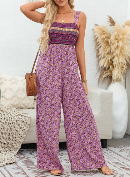 Limited time sale🔥Women's Overalls Casual Floral Print Sleeveless Jumpsuit with Pockets