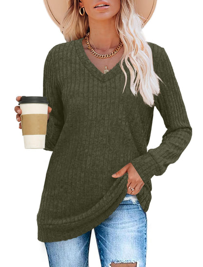 ✨Women's Casual V Neck Lightweight Tunic Sweateshirt