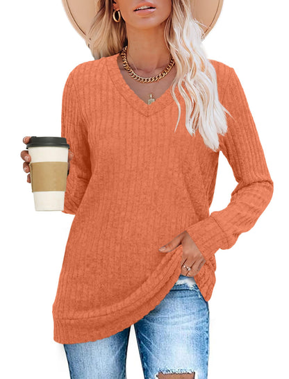 ✨Women's Casual V Neck Lightweight Tunic Sweateshirt
