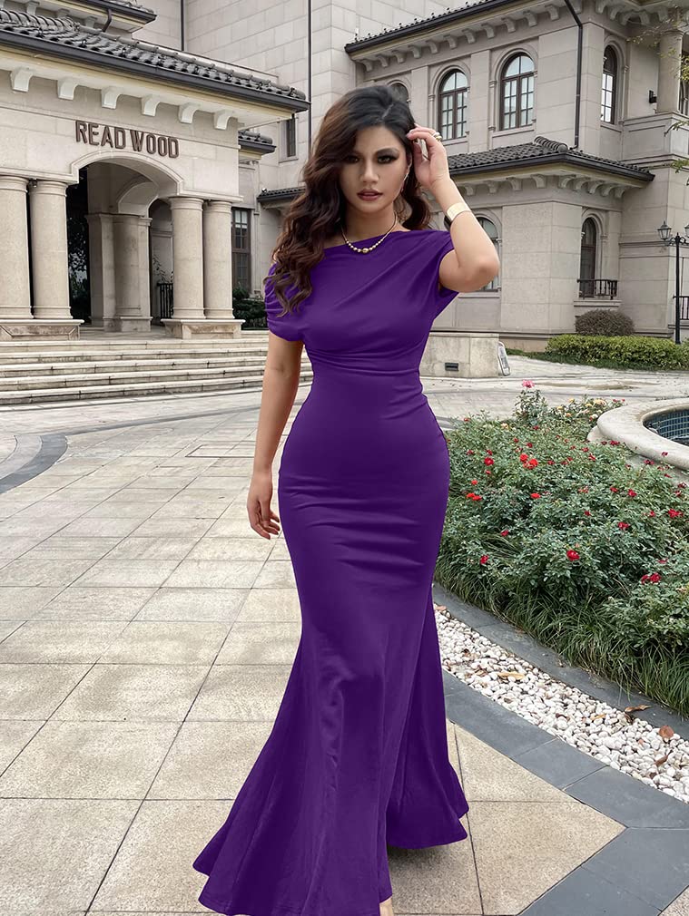 Women's Elegant Off Shoulder Bodycon Long Formal Party Evening Dress