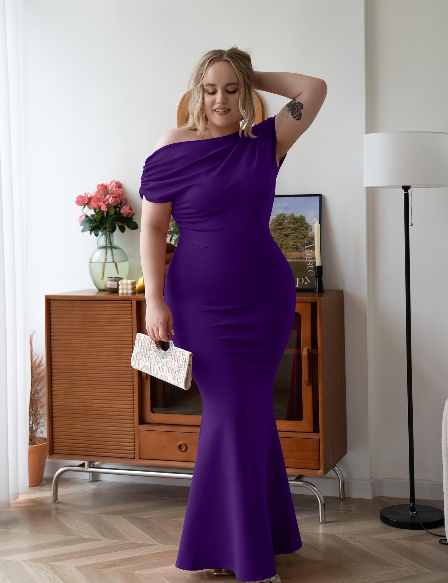 Women's Elegant Off Shoulder Bodycon Long Formal Party Evening Dress