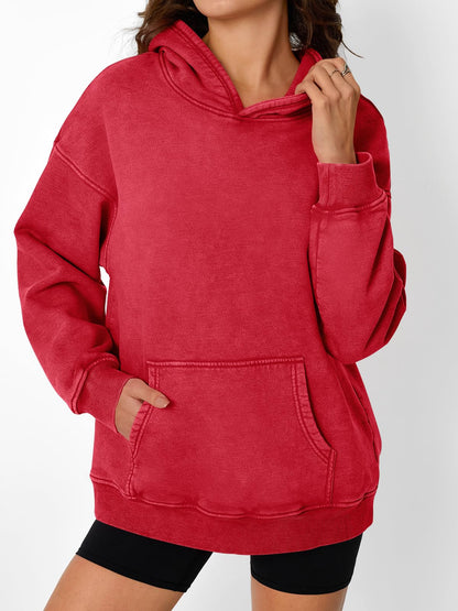 Unisex Casual Oversized Acid Wash Tops Hoodie Pullover