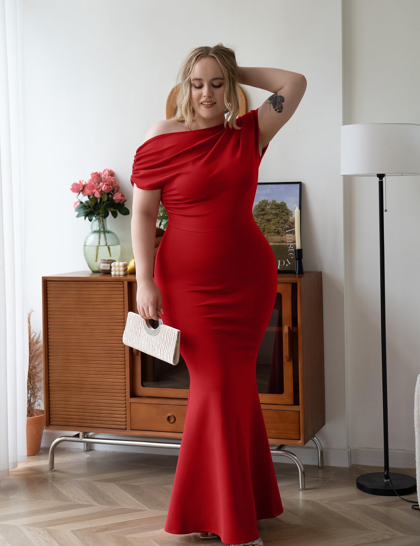 Women's Elegant Off Shoulder Bodycon Long Formal Party Evening Dress