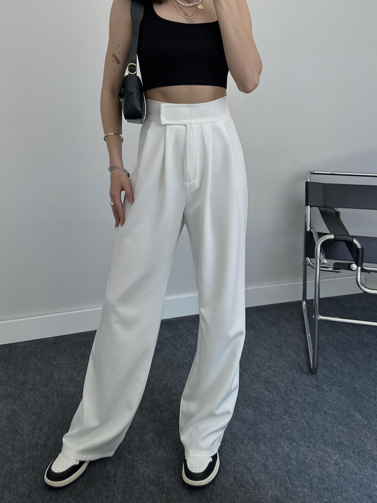 Nougat High Waist Fabric Trousers
