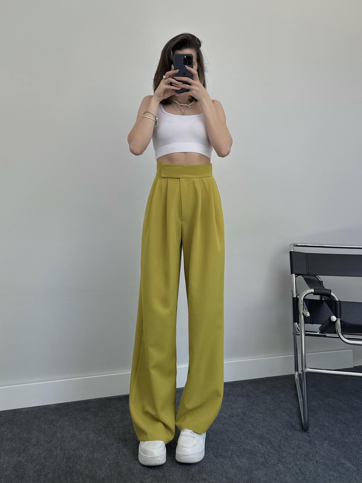 Nougat High Waist Fabric Trousers